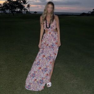 ASTR The Label Floral Cutout Ruffle Maxi Dress – Size Small